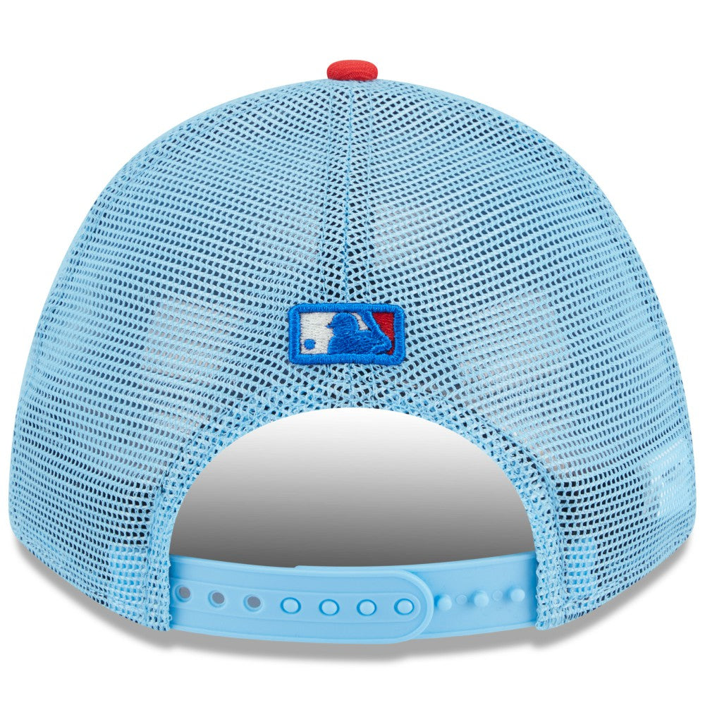 Miami Marlins 2025 Fourth of July 9FORTY A-Frame M-Crown Adjustable Trucker Hat - Light Blue/Red | New Era
