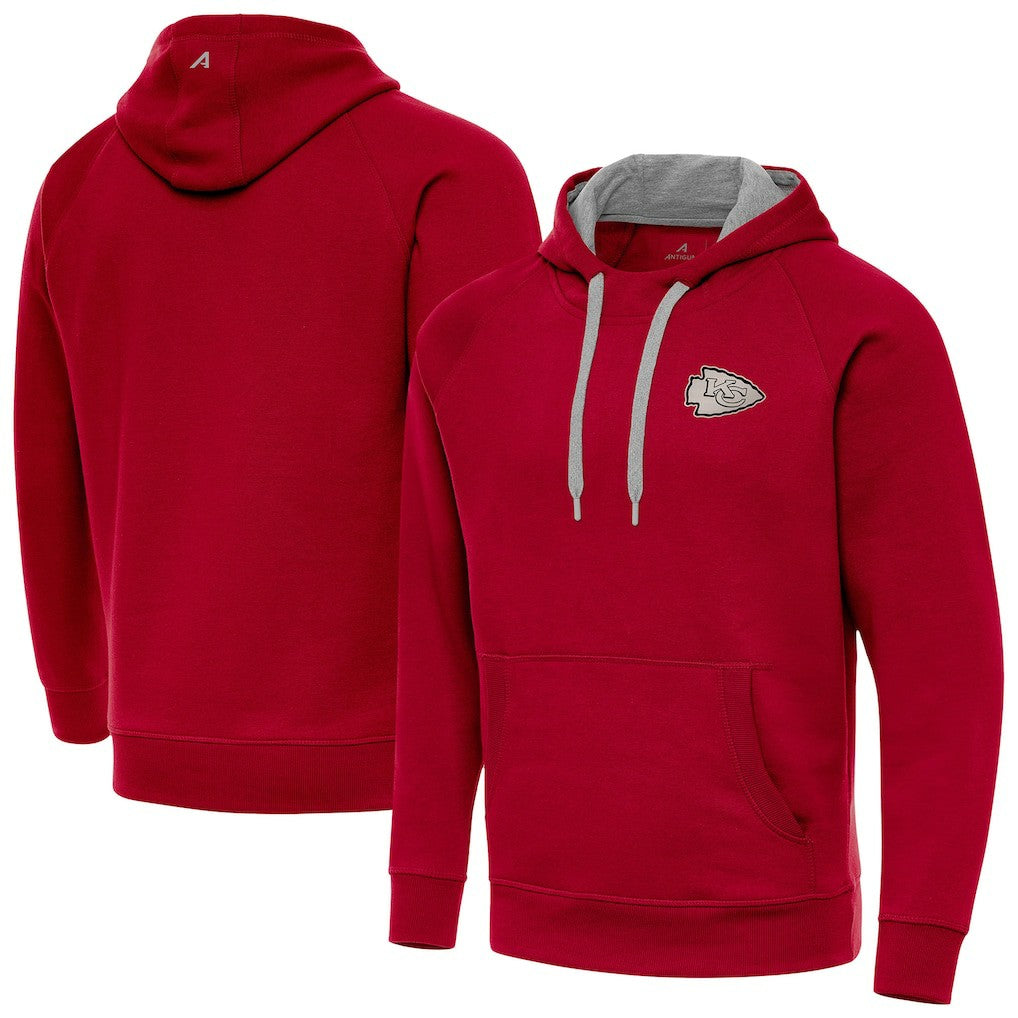 NFL Kansas City Chiefs Antigua Brushed Carbon Victory Pullover Hoodie