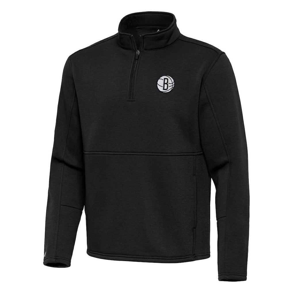 Brooklyn Nets Antigua Twist Quarter-Zip Pullover Top - Black outlet