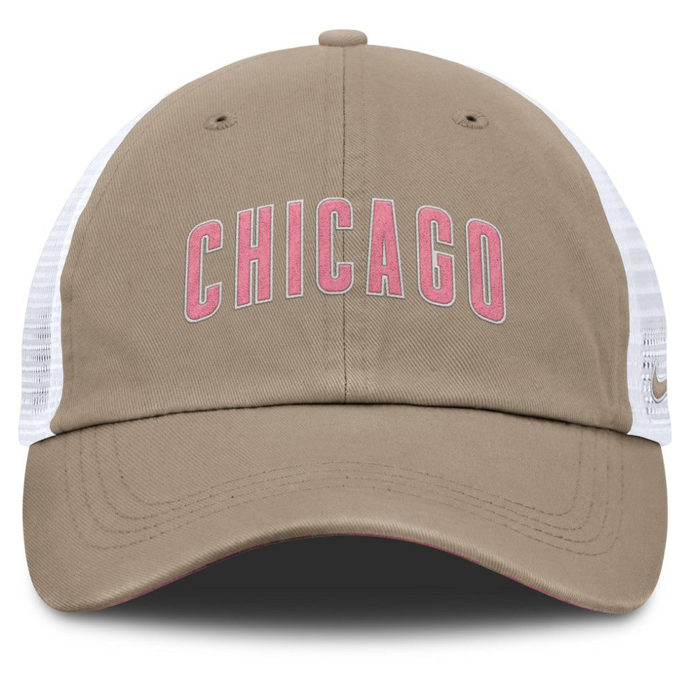 Chicago Cubs Unisex Mother's Day Club Trucker Adjustable Hat - Khaki/White | Nike