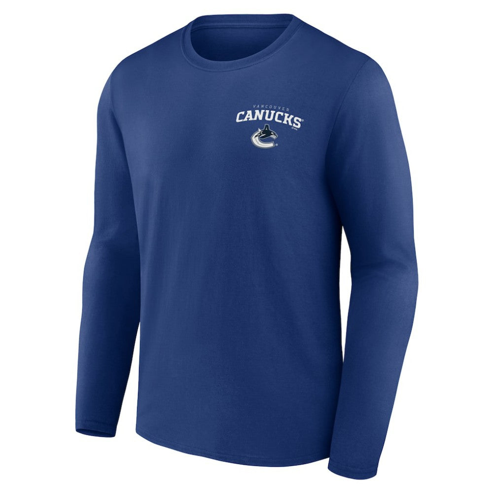 Vancouver Canucks Blue Team Lockup Long Sleeve T-Shirt