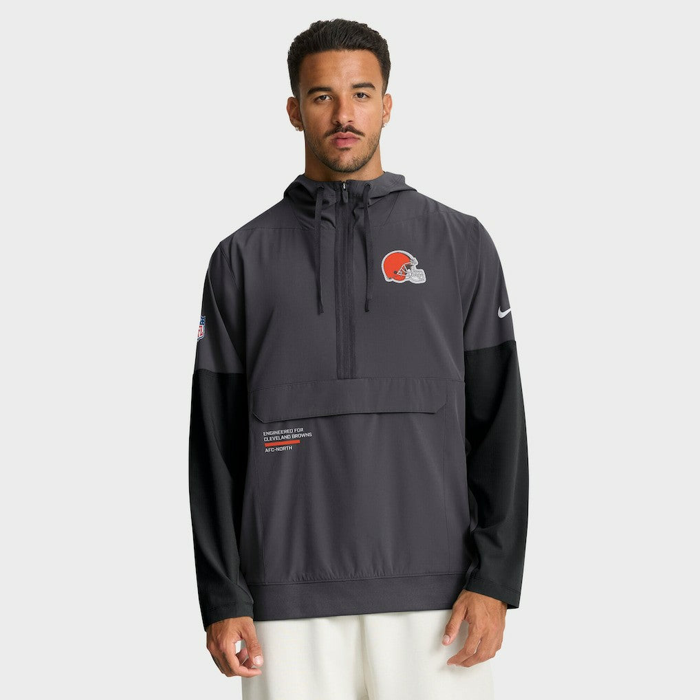 NFL Cleveland Browns Sideline Anorak Half-Zip Hoodie Jacket
