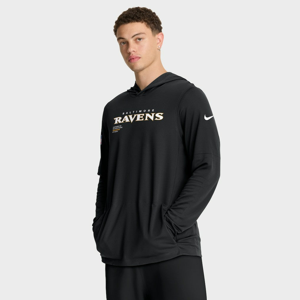 NFL Baltimore Ravens Sideline Pure Fury Performance Long Sleeve Hoodie T-Shirt
