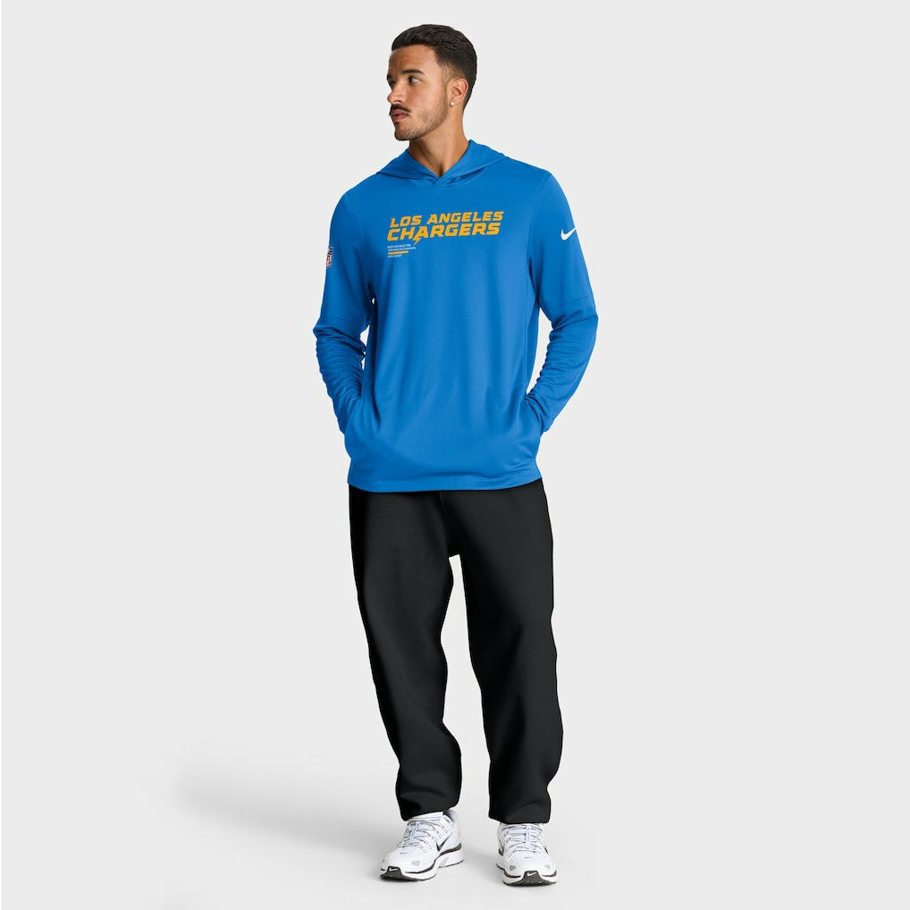 NFL Los Angeles Chargers Sideline Pure Fury Performance Long Sleeve Hoodie T-Shirt