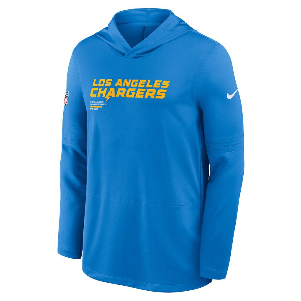 NFL Los Angeles Chargers Sideline Pure Fury Performance Long Sleeve Hoodie T-Shirt