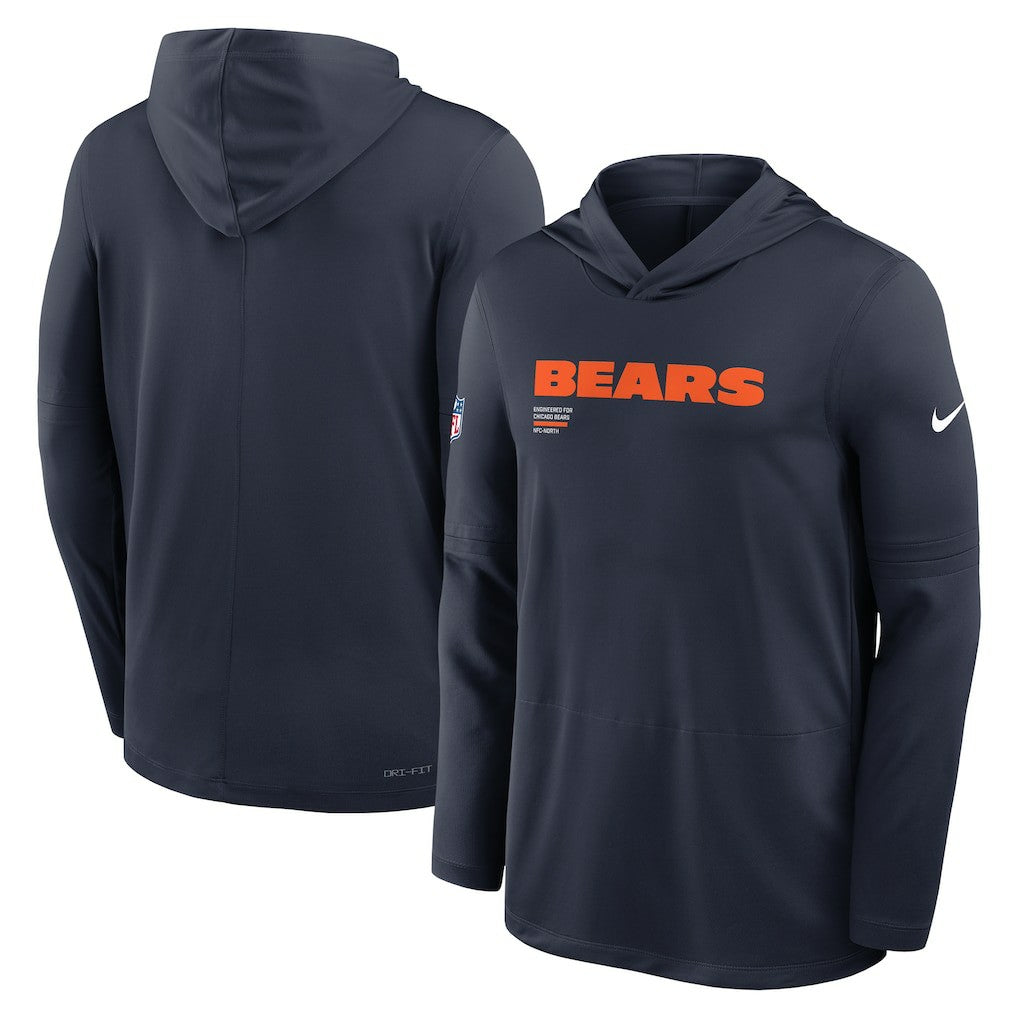 NFL Chicago Bears Big & Tall Sideline Dri-FIT Long Sleeve Hoodie T-Shirt