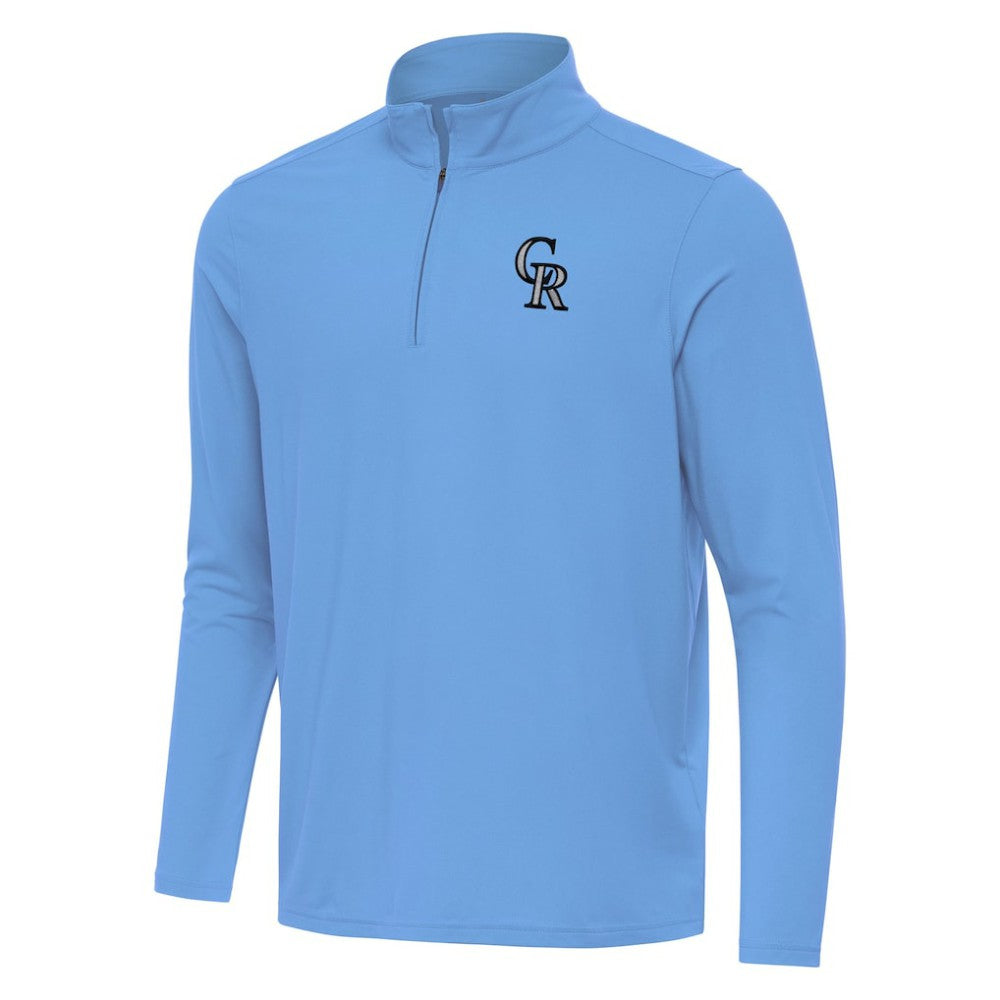 Colorado Rockies Antigua Intent Quarter-Zip Top - Powder Blue