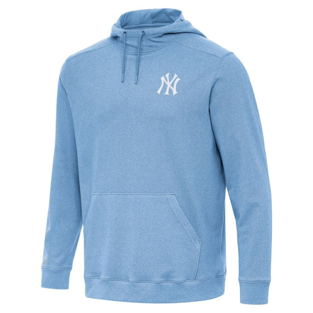 New York Yankees Antigua Cloud Pullover Hoodie - Heather Powder Blue
