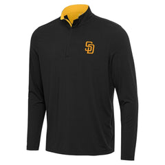 San Diego Padres Antigua Content Quarter-Zip Top - Black