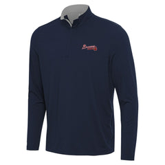 Atlanta Braves Antigua Content Quarter-Zip Top - Navy
