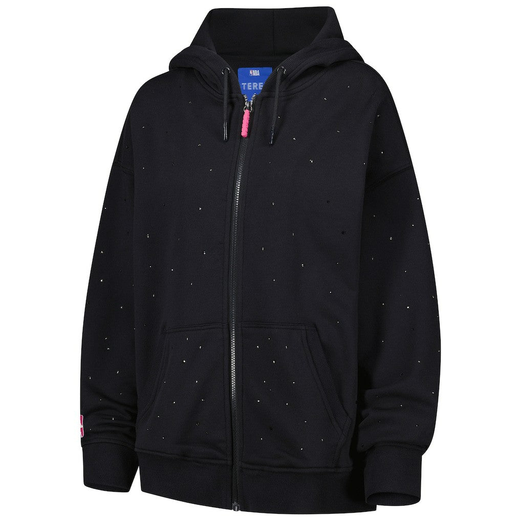 Golden State Warriors Terez Women's Oversized Allover Gemstone Full-Zip Hoodie sale - Black on sale