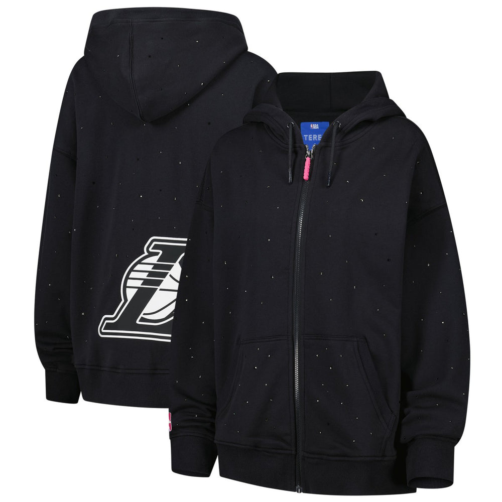 Los Angeles Lakers Terez Women's Oversized Allover Gemstone Full-Zip Hoodie - Black sale