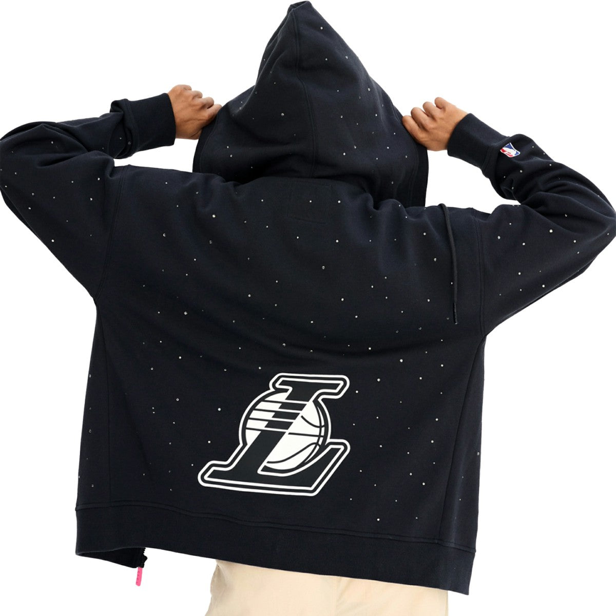 Los Angeles Lakers Terez Women's Oversized Allover Gemstone Full-Zip Hoodie - Black sale