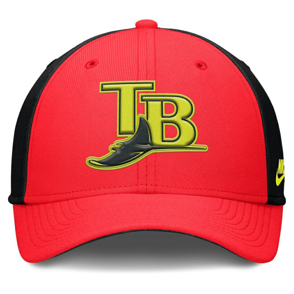 Tampa Bay Rays Neon 90s Rise SwooshFlex Hat - Crimson/Black | Nike
