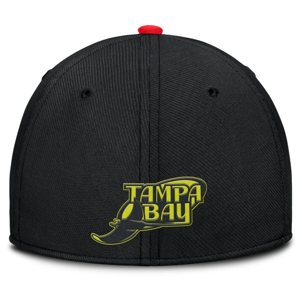 Tampa Bay Rays Neon 90s Rise SwooshFlex Hat - Crimson/Black | Nike