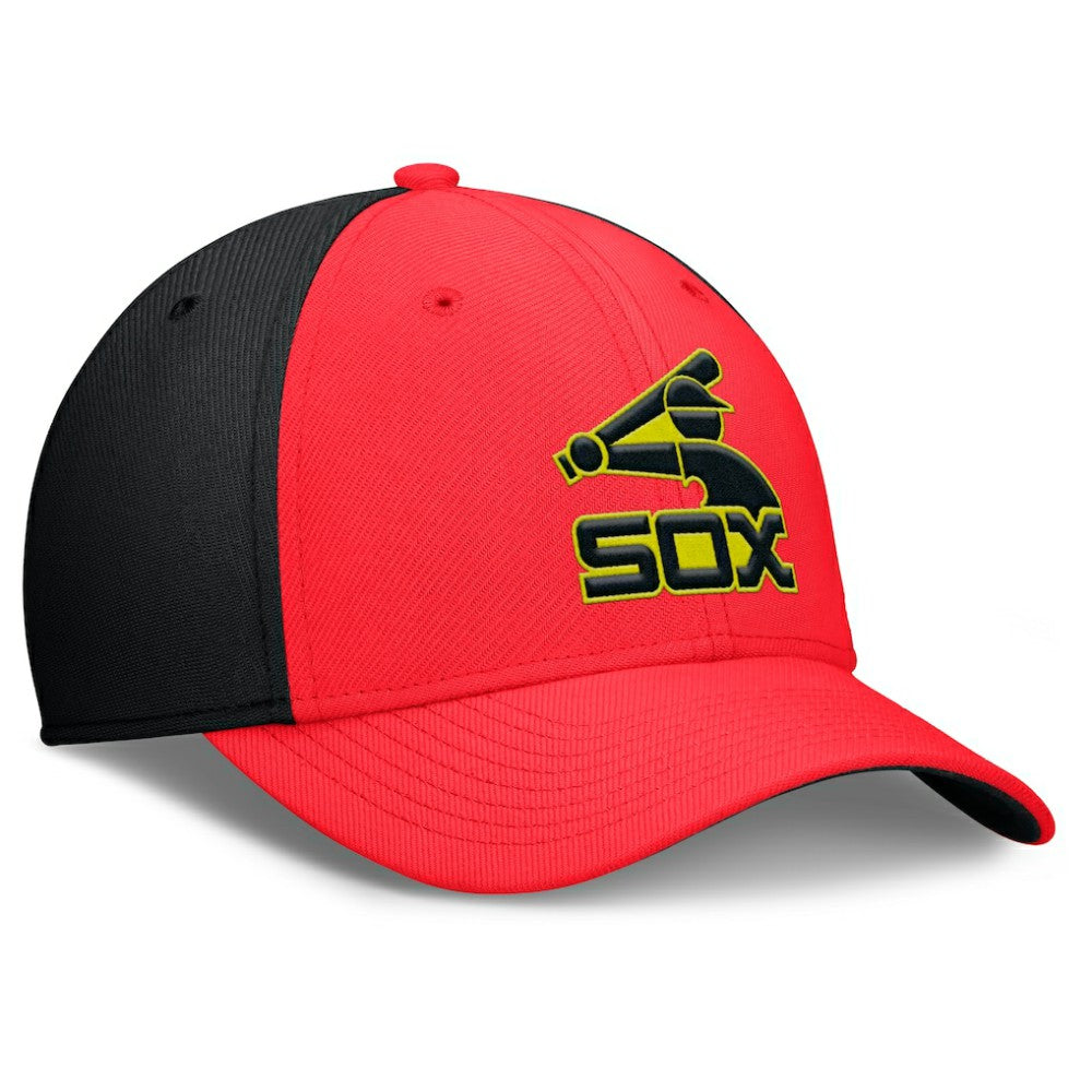 Chicago White Sox Neon 90s Rise SwooshFlex Hat - Crimson/Black | Nike