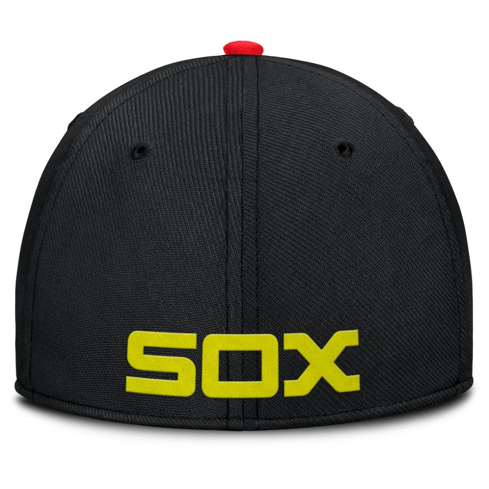 Chicago White Sox Neon 90s Rise SwooshFlex Hat - Crimson/Black | Nike