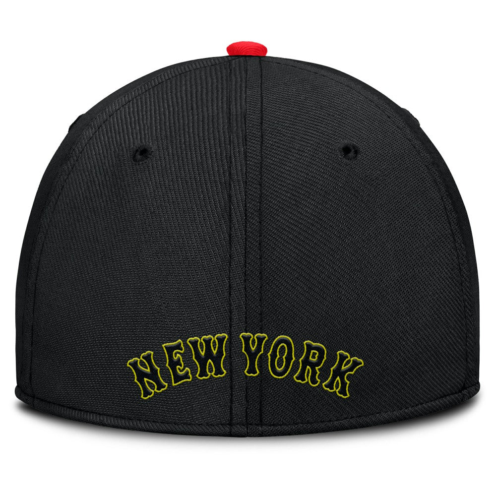New York Mets Neon 90s Rise SwooshFlex Hat - Crimson/Black | Nike