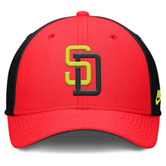 San Diego Padres Neon 90s Rise SwooshFlex Hat - Crimson/Black | Nike