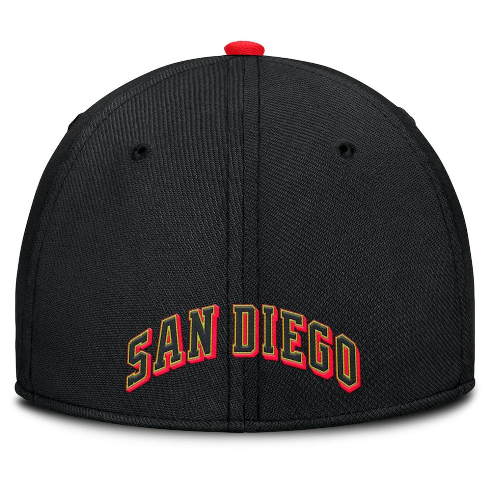 San Diego Padres Neon 90s Rise SwooshFlex Hat - Crimson/Black | Nike