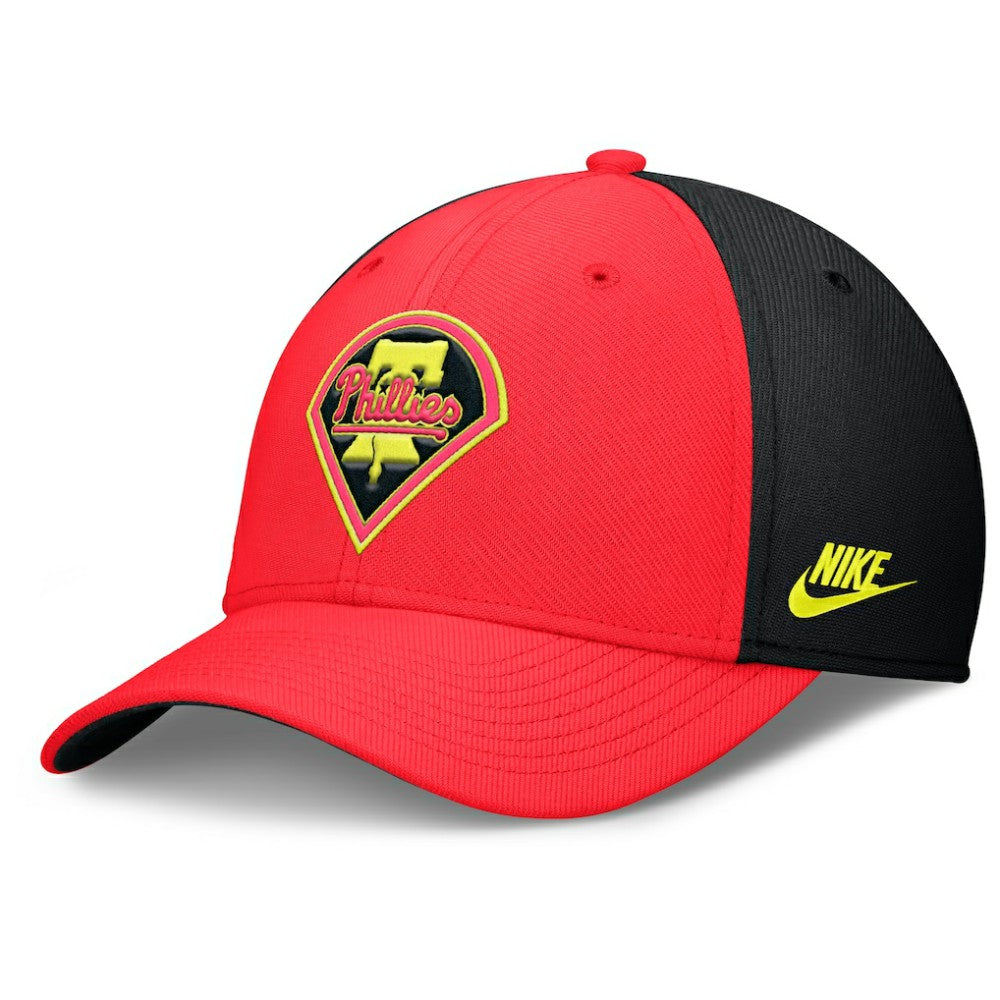 Philadelphia Phillies Neon 90s Rise SwooshFlex Hat - Crimson/Black | Nike