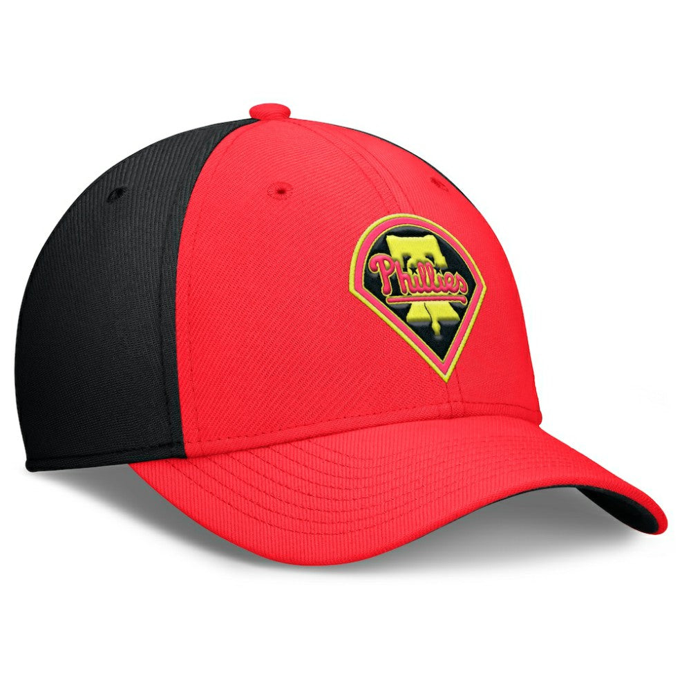 Philadelphia Phillies Neon 90s Rise SwooshFlex Hat - Crimson/Black | Nike