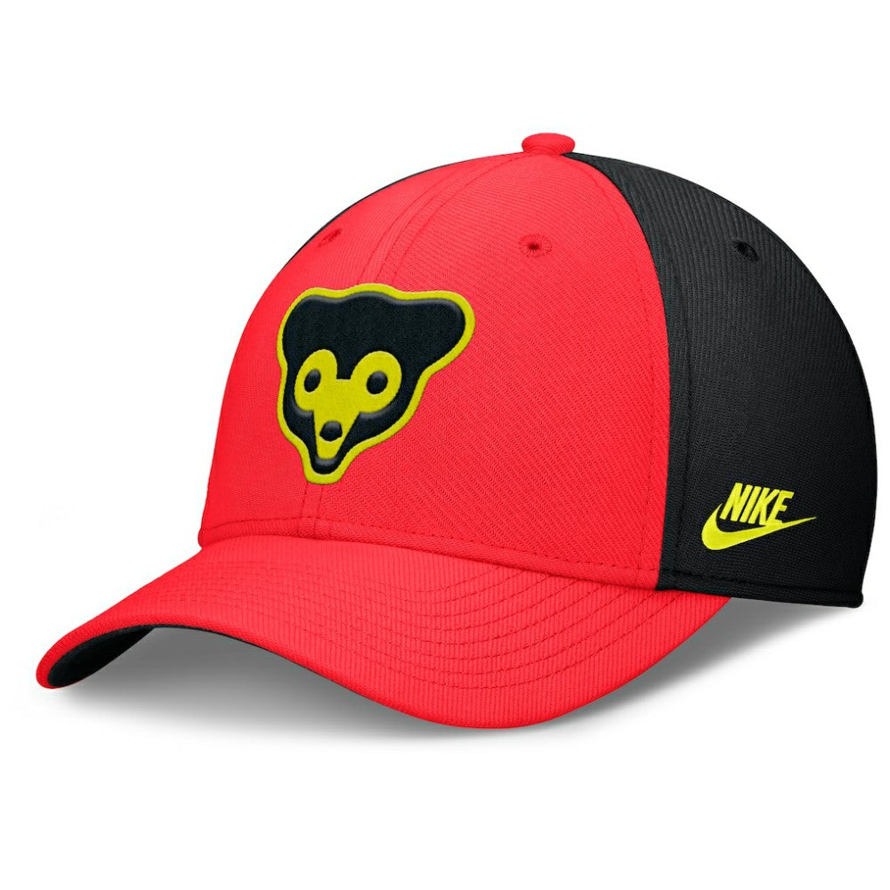 Chicago Cubs Neon 90s Rise SwooshFlex Hat - Crimson/Black | Nike