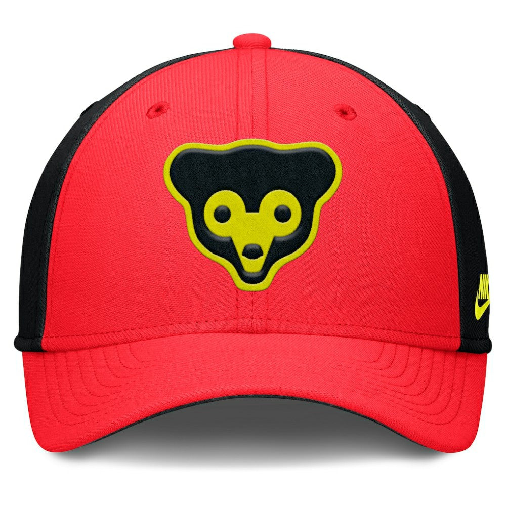 Chicago Cubs Neon 90s Rise SwooshFlex Hat - Crimson/Black | Nike