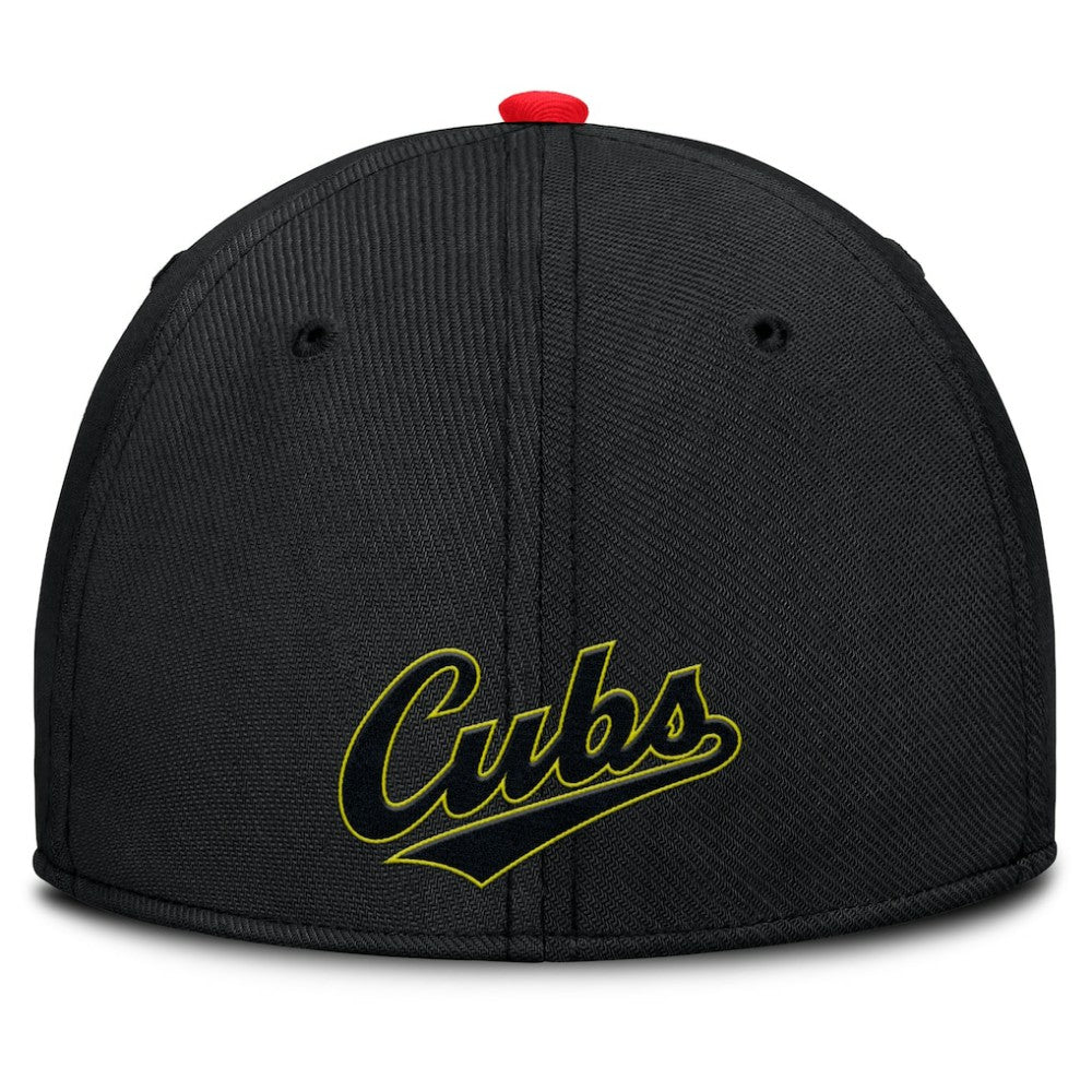 Chicago Cubs Neon 90s Rise SwooshFlex Hat - Crimson/Black | Nike