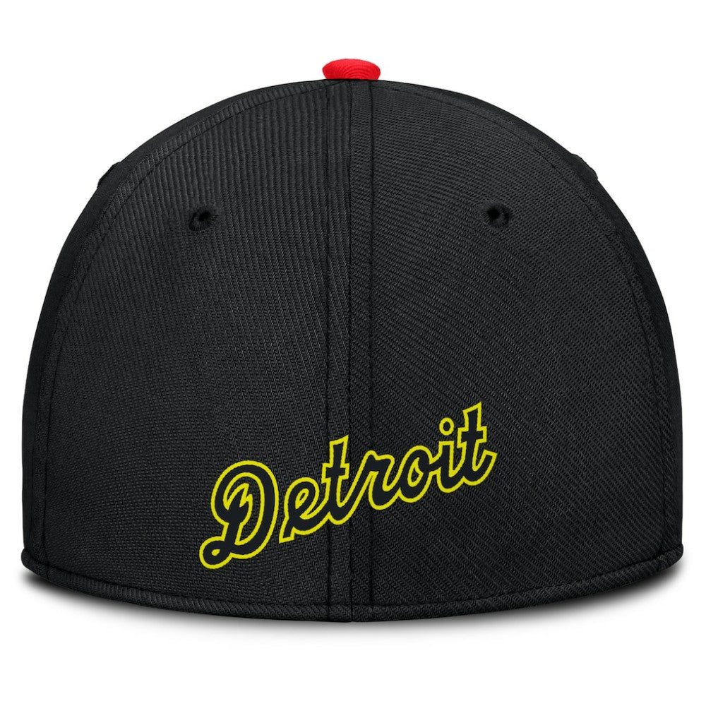 Detroit Tigers Neon 90s Rise SwooshFlex Hat - Crimson/Black | Nike