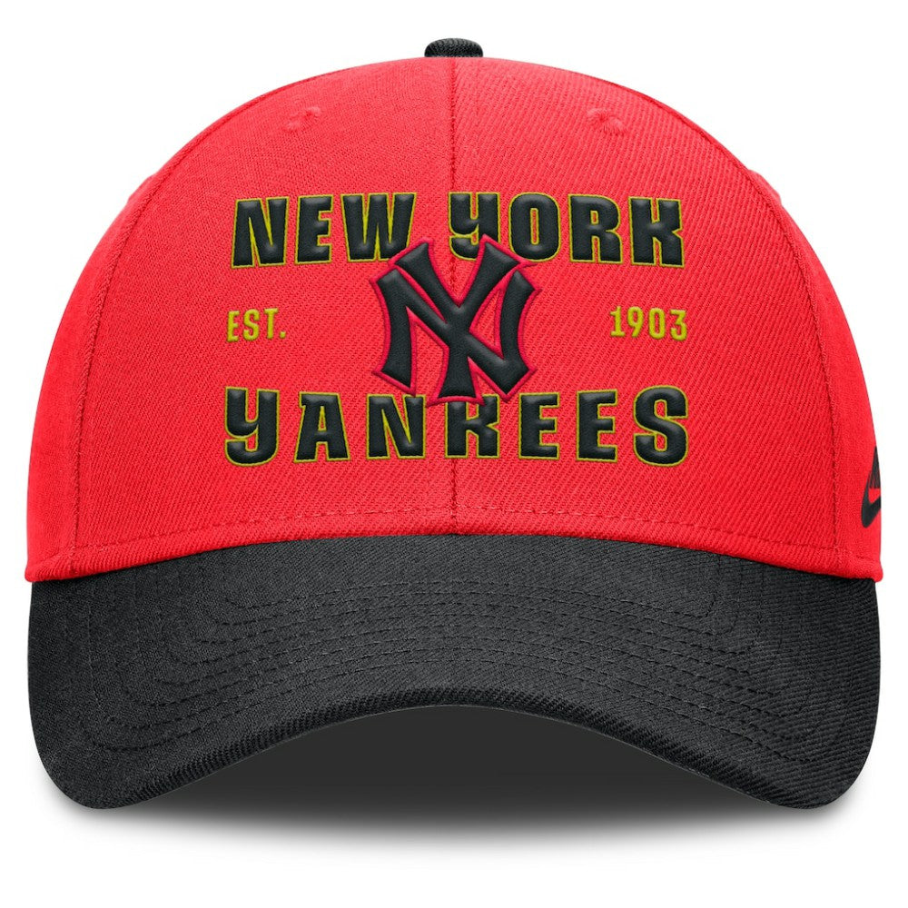 New York Yankees Neon 90s Rise Adjustable Hat - Crimson/Black | Nike