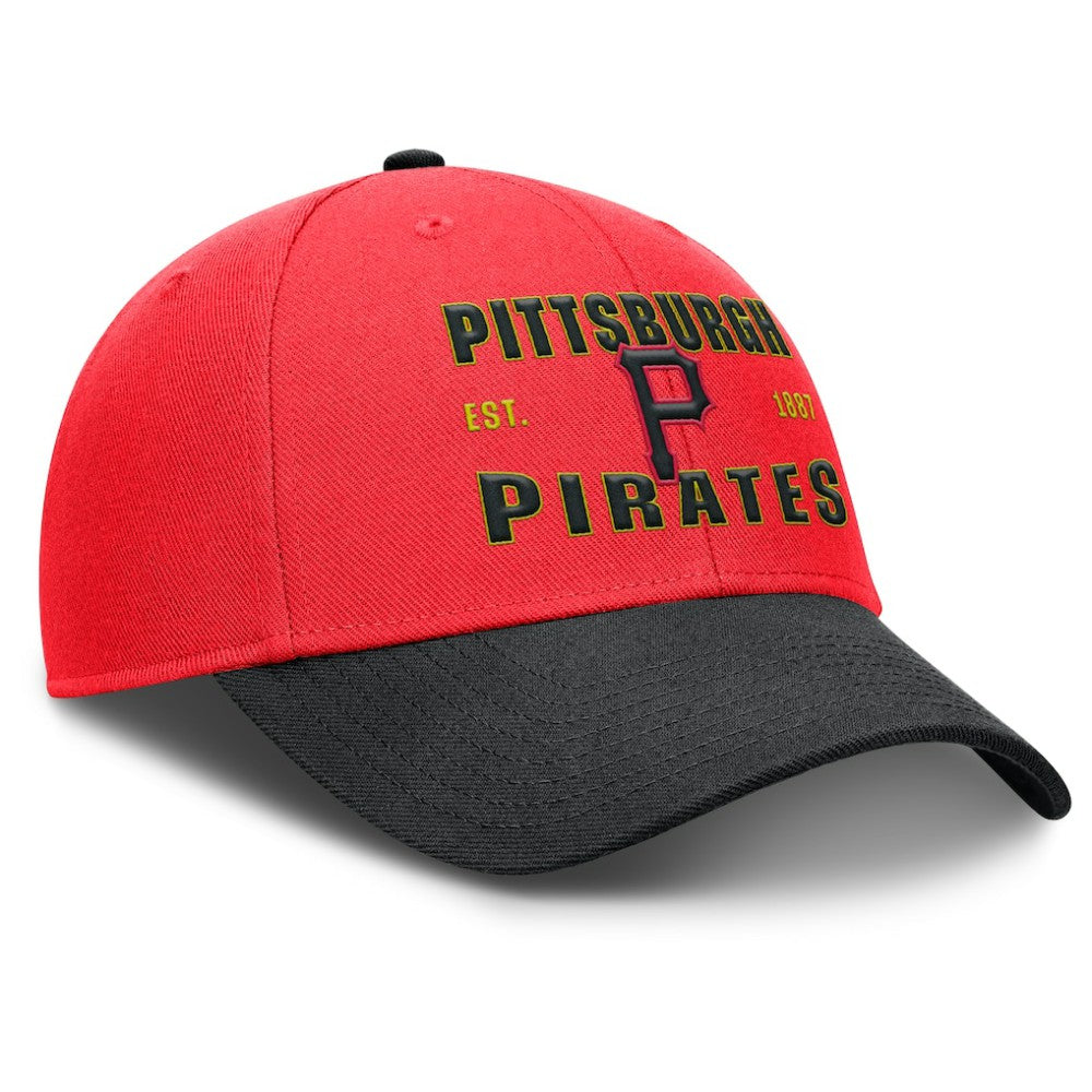 Pittsburgh Pirates Neon 90s Rise Adjustable Hat - Crimson/Black | Nike