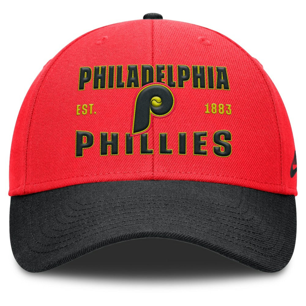Philadelphia Phillies Neon 90s Rise Adjustable Hat - Crimson/Black | Nike