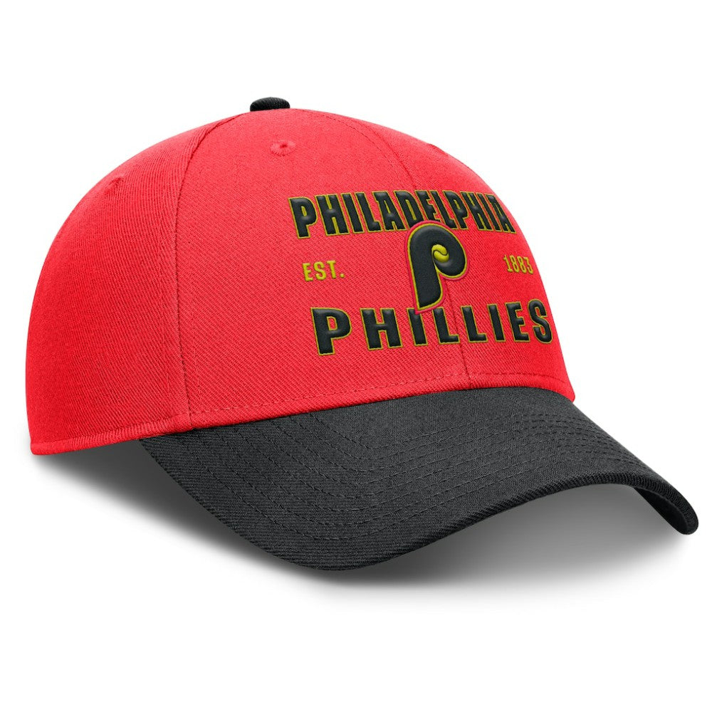 Philadelphia Phillies Neon 90s Rise Adjustable Hat - Crimson/Black | Nike