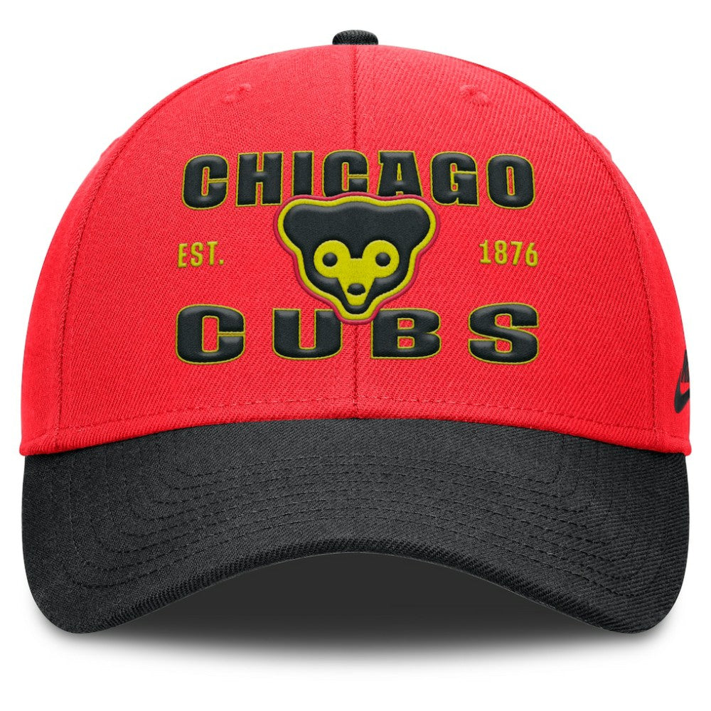 Chicago Cubs Neon 90s Rise Adjustable Hat - Crimson/Black | Nike