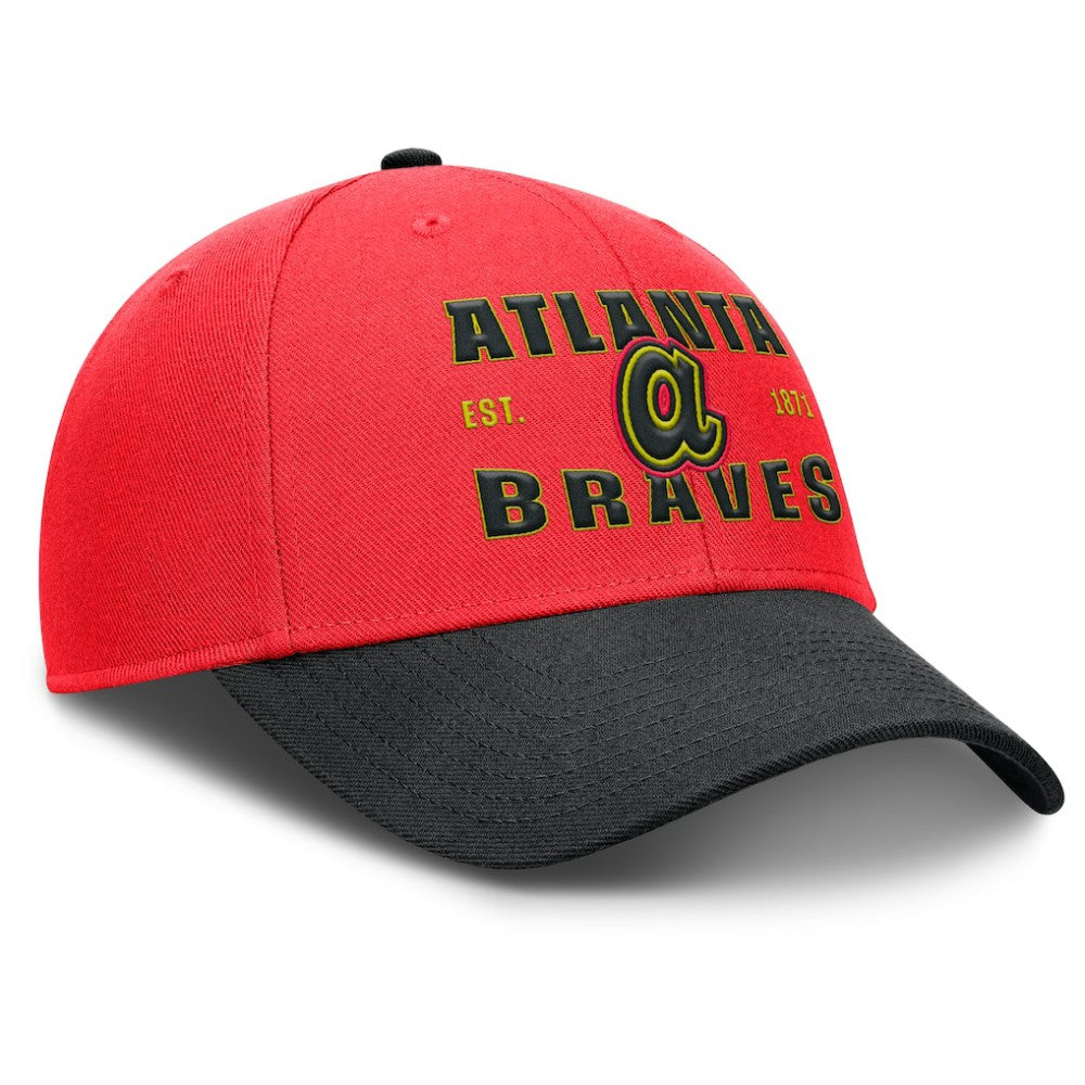 Atlanta Braves Neon 90s Rise Adjustable Hat - Crimson/Black | Nike