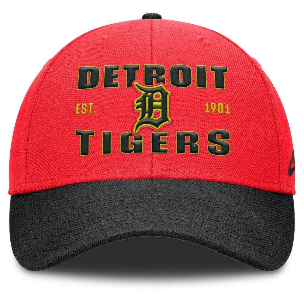 Detroit Tigers Neon 90s Rise Adjustable Hat - Crimson/Black | Nike