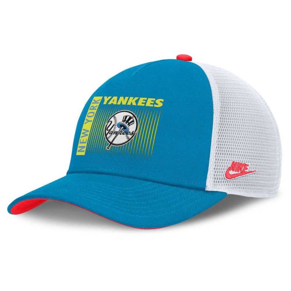 New York Yankees Neon 90s Rise Structured Performance Adjustable Trucker Hat - Blue | Nike