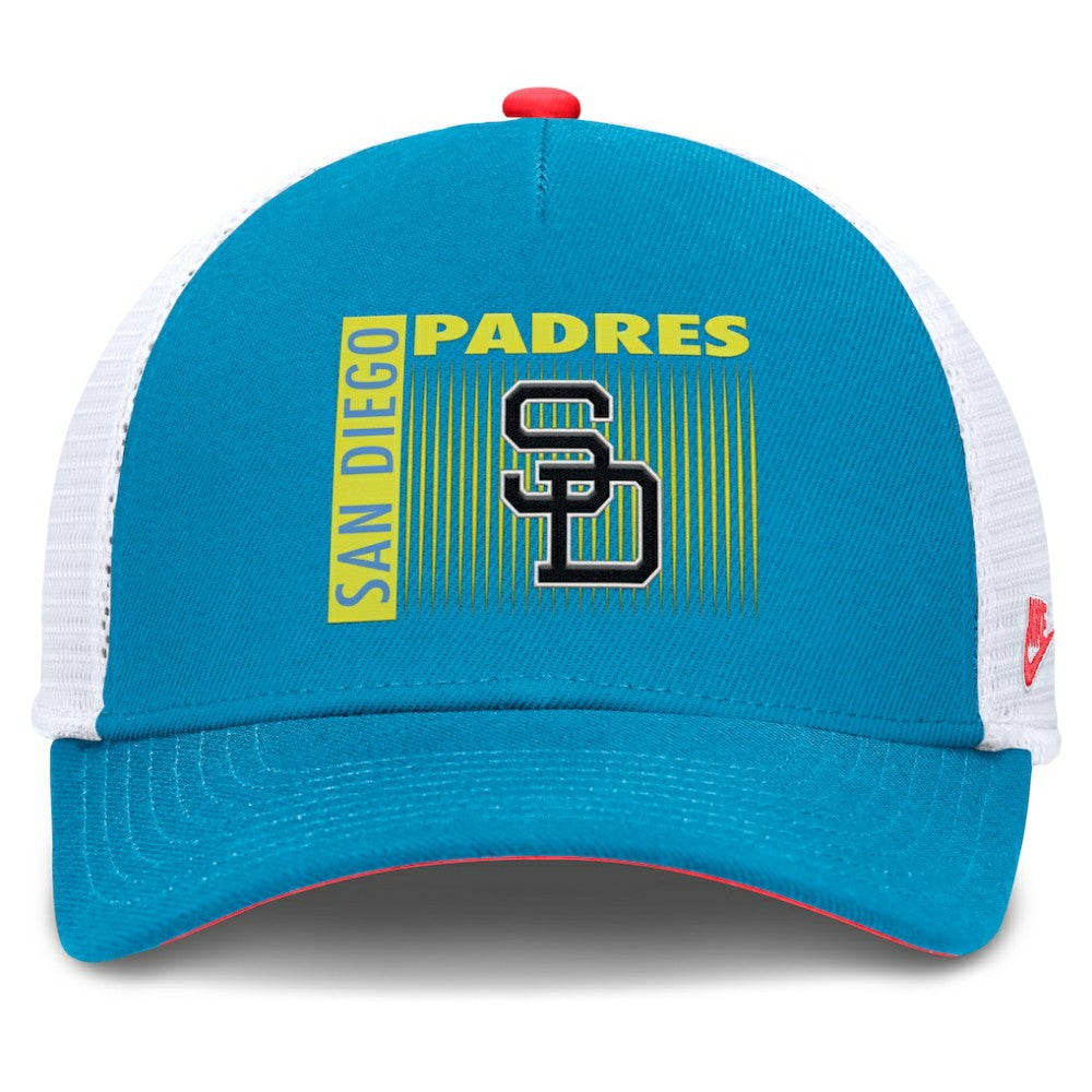 San Diego Padres Neon 90s Rise Structured Performance Adjustable Trucker Hat - Teal | Nike