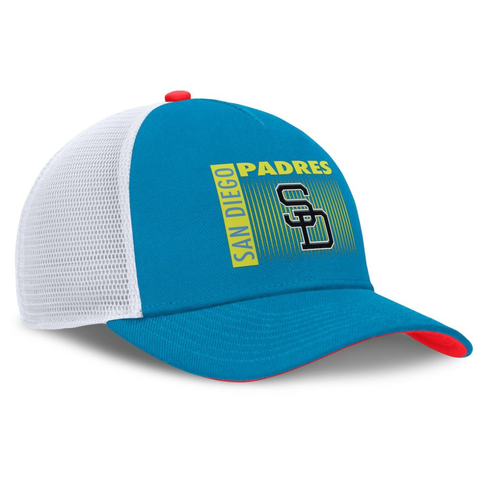 San Diego Padres Neon 90s Rise Structured Performance Adjustable Trucker Hat - Teal | Nike