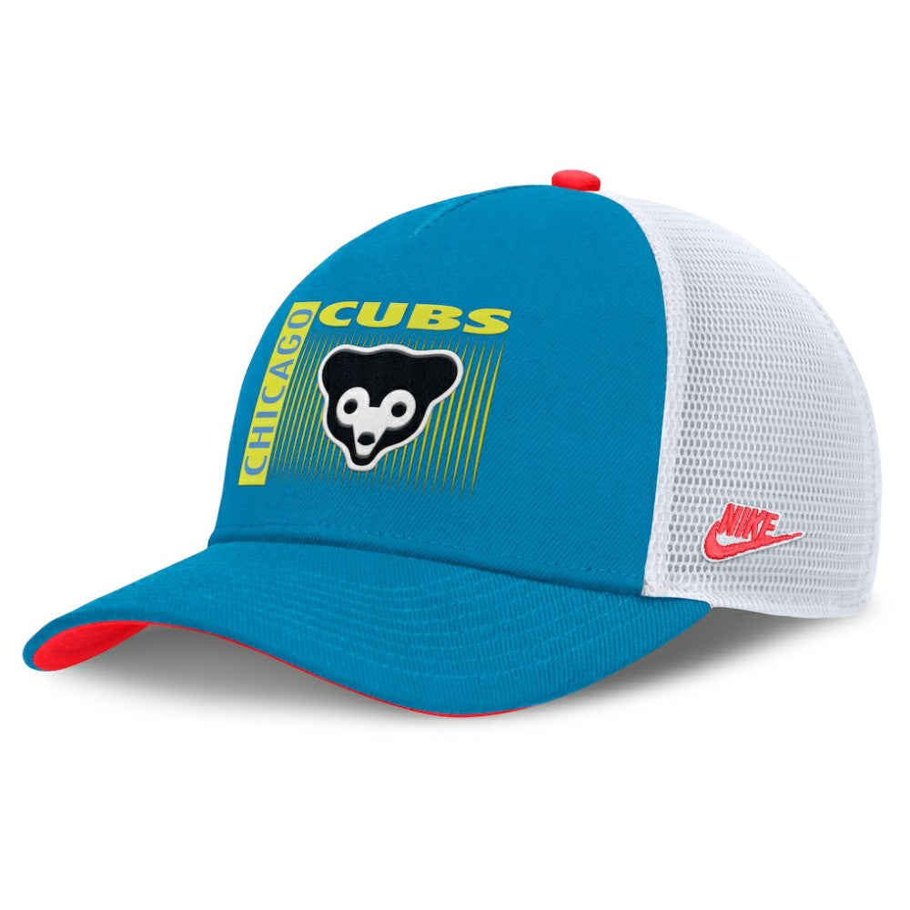 Chicago Cubs Neon 90s Rise Structured Performance Adjustable Trucker Hat - Teal | Nike