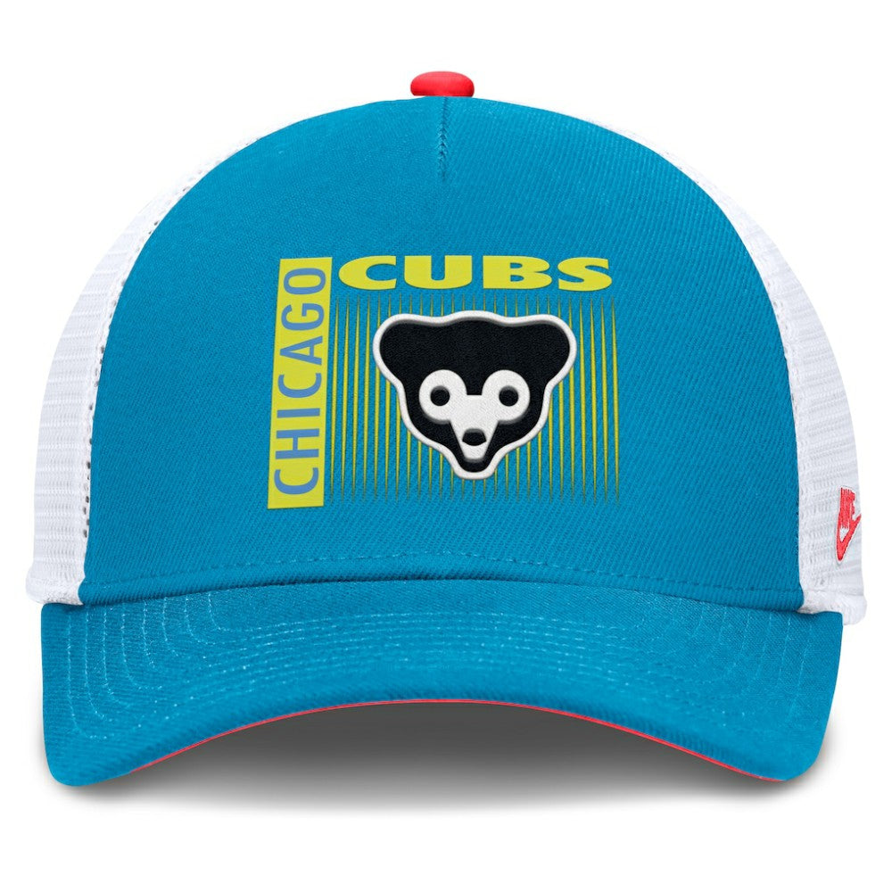 Chicago Cubs Neon 90s Rise Structured Performance Adjustable Trucker Hat - Teal | Nike