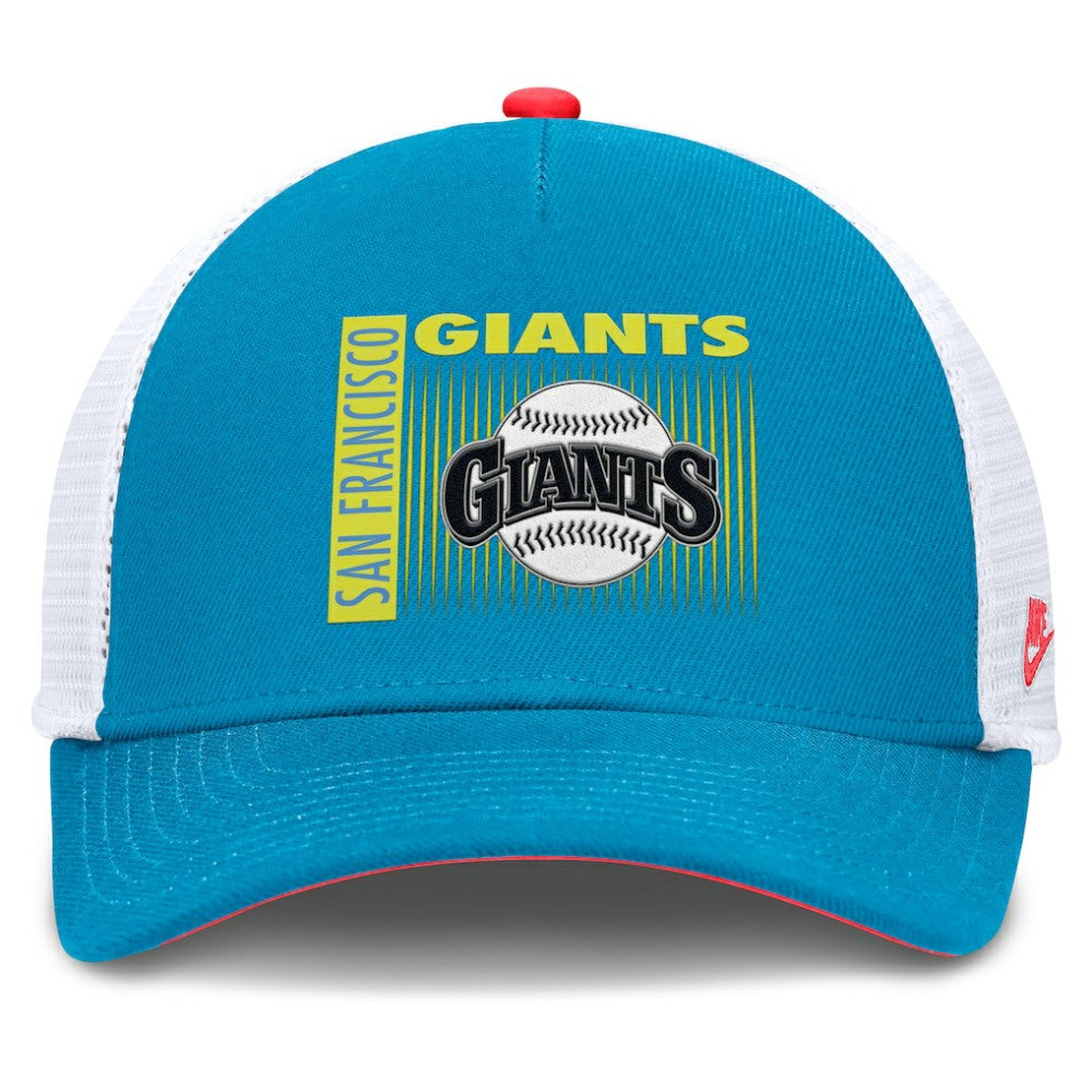 San Francisco Giants Neon 90s Rise Structured Performance Adjustable Trucker Hat - Blue | Nike