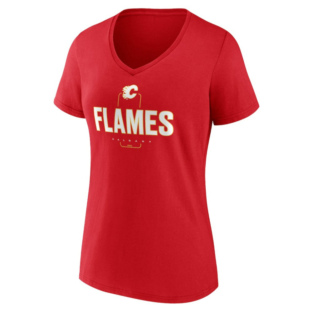 Calgary Flames Women's Personalized Name & Number Midfielder V-Neck T-Shirt