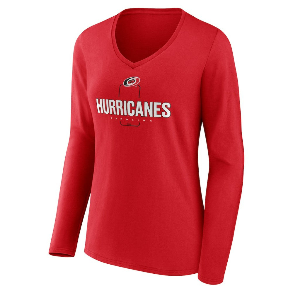 Carolina Hurricanes Women's Personalized Name & Number Midfielder Long Sleeve V-Neck T-Shirt