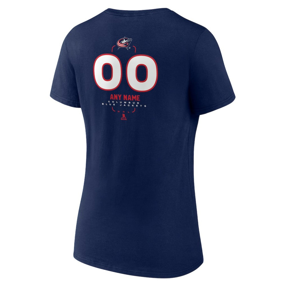 Columbus Blue Jackets Women's Personalized Name & Number Midfielder V-Neck T-Shirt