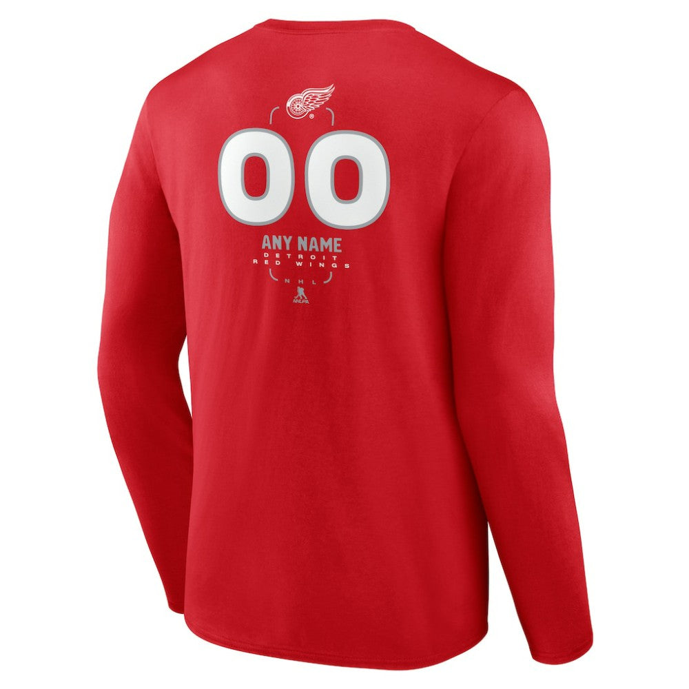 Detroit Red Wings Personalized Name & Number Midfielder Long Sleeve T-Shirt