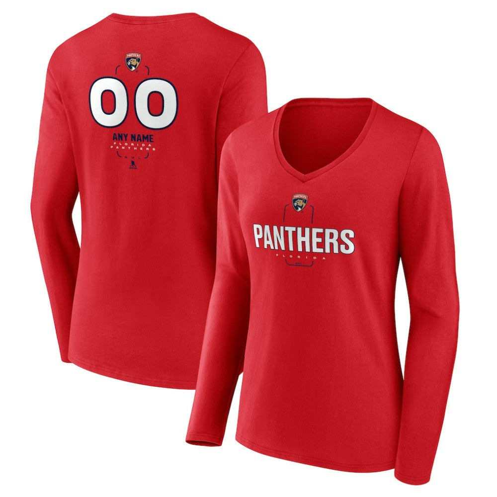 Florida Panthers Women's Personalized Name & Number Midfielder Long Sleeve V-Neck T-Shirt