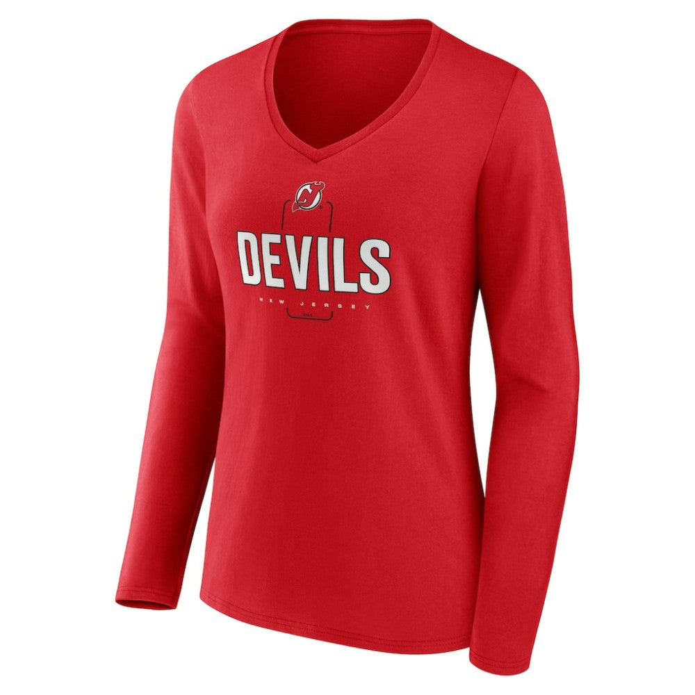 New Jersey Devils Women's Personalized Name & Number Midfielder Long Sleeve V-Neck T-Shirt
