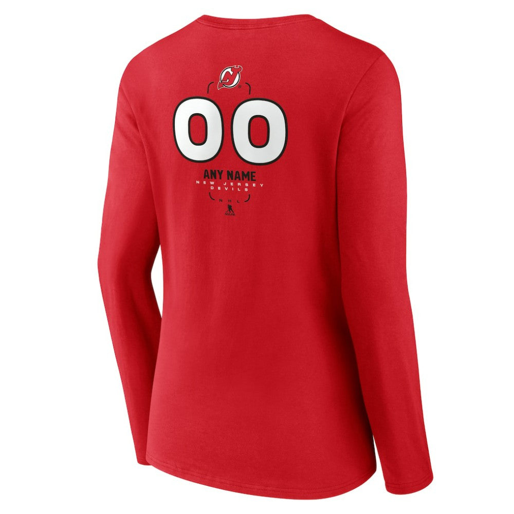 New Jersey Devils Women's Personalized Name & Number Midfielder Long Sleeve V-Neck T-Shirt